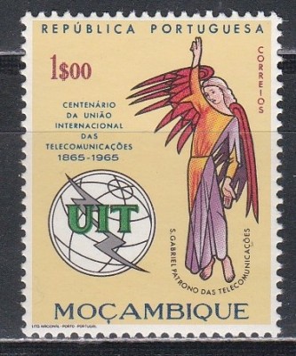 Mozambic 1965 - A 100-a aniversare a I.T.U. (Pe verso e vopsea străpunsă), MNH foto