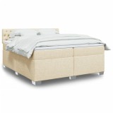 Cumpara ieftin Pat box spring cu saltea, crem, 200x200 cm, textil