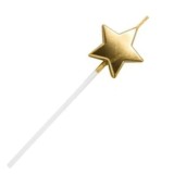 Cumpara ieftin Lumanare ornamentala pentru tort, forma steluta stralucitoare, cu betisor pentru fixare, 11 x 3.2 cm, auriu