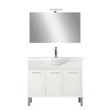 Set Complet Mobilier Baie Nerva Prime 105 Alb, MDF, Placaj, Metal, Asamblat, Cu Chiuveta