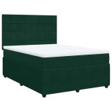 Cumpara ieftin Pat box spring cu saltea, verde inchis, 140x200 cm, catifea