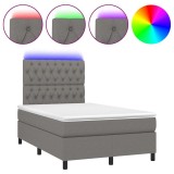 Cumpara ieftin Pat cu arcuri, saltea si LED, gri inchis, 120x200 cm, textil