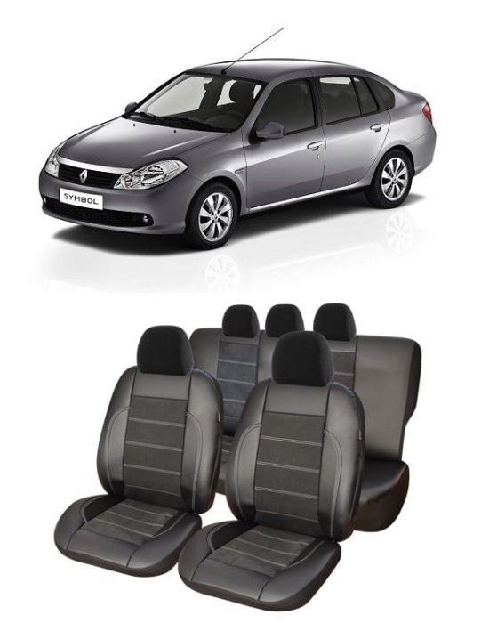 Set huse scaune piele Alcantara Renault Symbol (2008-2015) Bancheta Fractionata