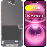 Display ecran cu Touchscreen si Rama pentru Apple Iphone 16, ZY Incell, IC Movable, Negru