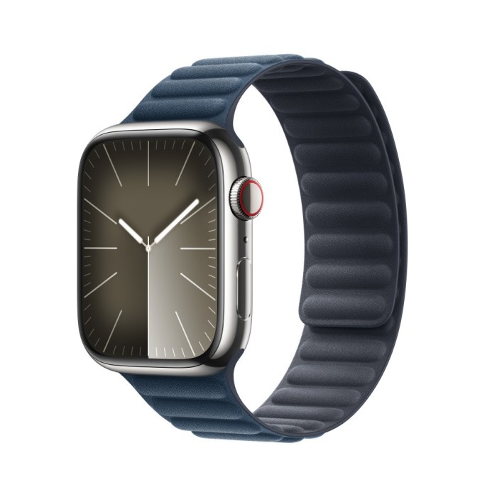 Curea link magnetica, marca THD, compatibila Apple Watch 45 mm seria 9, Apple Watch SE 44 mm, marime universala, culoare albastru pacific