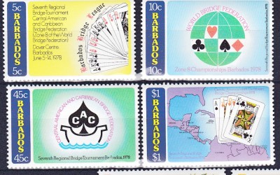 DB1 1978 Barbados Turneu de Bridge 4 v. MNH foto