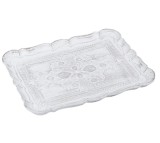 Platou decorativ, Zola, dreptunghiular, alb, din lemn, 30x23 cm