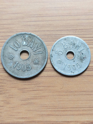 Moneda Romania Lot 5 si 10 bani 1905 foto