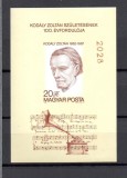 UNGARIA 1982-BLOC 160B-NEDANTELAT NUMEROTAT-MUZICIANUL KODALY ZOLTAN MNH