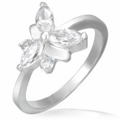 Inel de logodnă - fluture din oțel combinat cu zirconii - Marime inel: 57