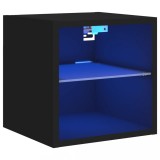 Cumpara ieftin Comoda TV de perete cu lumini LED, negru, 30x28,5x30 cm
