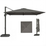 Outsunny Umbrelă Decentralizată de Grădină cu Manivelă 3x3m și Bază cu Greutăți Umplibile, Umbrelă de Exterior Pătrată Inclinabilă și Rotativă 360&deg;, d