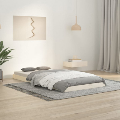 vidaXL Cadru de pat, alb, 90x190 cm, single, lemn masiv de pin foto
