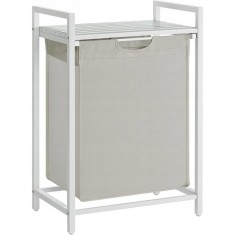 Raft baie cu cos de rufe, Artool, placa raft MDF, cadru otel, cu compartiment rufe, alb, 50x33x72 cm