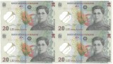 ROMANIA COALA Netaiata 4 x 20 LEI 2021 ( 2025 ) , Polimer , UNC , Certificat cu Seria 29153 + Plic BNR , necirculata