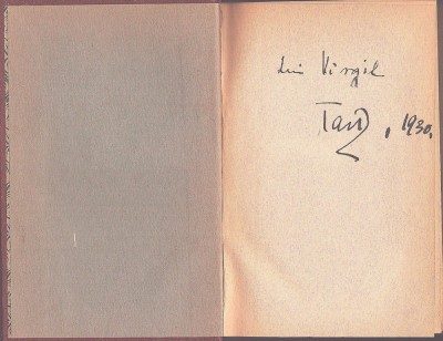 1493SPN Octavian Goga, dedicație semnată olograf către Virgil Popescu-R&amp;acirc;mniceanu, 1930, pe cartea proprie Precursori, ediția I, 1930 foto