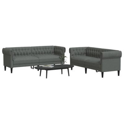 Set de canapele, 2 piese, gri &amp;icirc;nchis, material textil foto