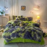 Cumpara ieftin Lenjerie Fluffy Super Pufoasa 6 Piese, Verde Pestrit- ION64