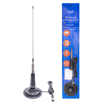 Antena Cb Pni Led 2000, Lungime 90 Cm, Iluminare In Timpul Emisiei, Cu Magnet Inclus 139843 PNI-LED20-BM foto