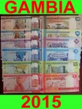 GAMBIA █ SET COMPLET █ 5 + 10 + 20 + 50 + 100 + 200 Dalasi █ 2015 █ P31-36 UNC