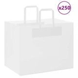 vidaXL Pungi de h&acirc;rtie 250 buc cu m&acirc;nere albe 32x22x24 cm