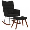 Scaun Balansoar Catifea Neagră vidaXL + Taburet, Cadru Metalic &amp; Lemn, Confortabil, Suport Picioare, Living/Birou
