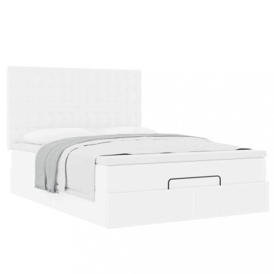 Gossi cadru de pat otoman cu saltea alb 140x200cm piele artificiala foto