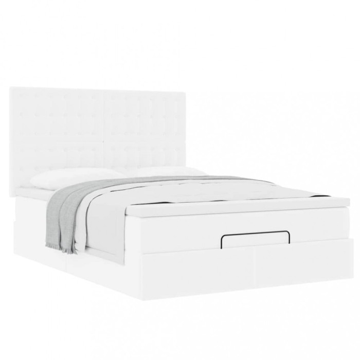 Gossi cadru de pat otoman cu saltea alb 140x200cm piele artificiala