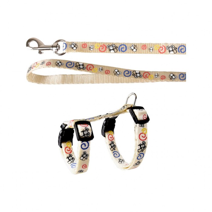 SET HAM+LESA PENTRU PISICI FLAMINGO CULOARE ALBA 116CM 1CM