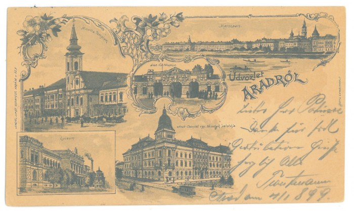 3827 - ARAD, Litho, Romania - old postcard - used - 1899
