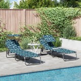 VidaXL Șezlonguri pliabile 2 pcs cu print cu frunze din țesătură Oxford 600D