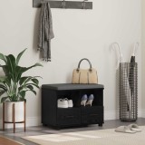 vidaXL Bancă pentru hol cu pernă Stejar Negru 60 x 38 x 46 cm 891449