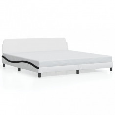 vidaXL Cadru de pat cu tăblie alb și negru 200x200cm piele artificială