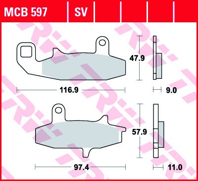 Set placute frana TRW MCB597 - Suzuki DR 650 R (92-94) - DR 650 RE (94-95) - DR 650 REU (94-95) - DR 650 RS (90-91) - DR-Z 800 foto