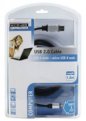 Cablu USB 2.0 A tata - Micro USB B tata 1.8m Konig foto