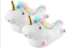Papuci de casa model Unicorn, iluminare LED RGB, marime 35-40, alb foto