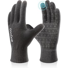 Manusi de iarna din tricot din lana cu interior antiaderent CoolJob, L, gri