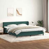 Pat cu arcuri cu saltele verde &icirc;nchis 180x210 cm catifea