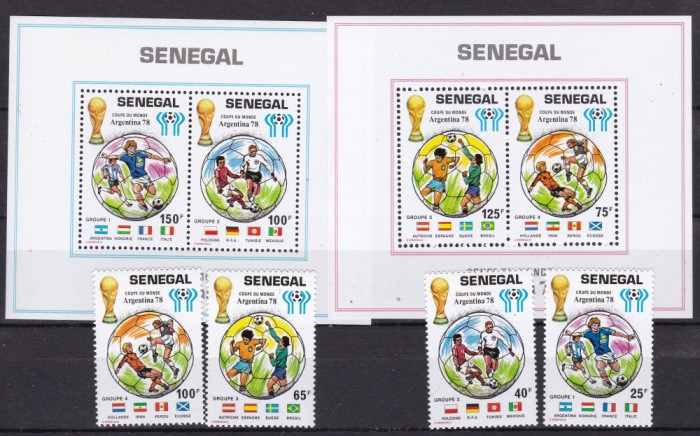 Senegal 1978 fotbal MI 671-674 + bl. 31, 32 MNH ww90