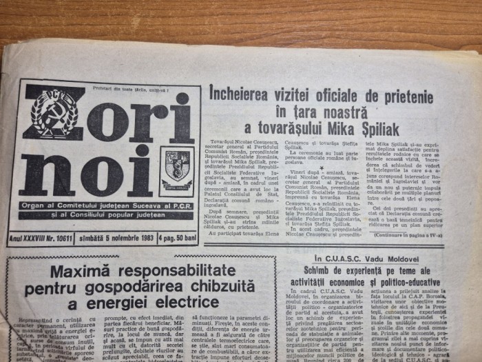 ziarul zori noi 5 noiembrie 1983