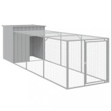 Cotet pui cu incinta gri deschis 110x405x110 cm otel galvanizat GartenMobel Dekor, vidaXL