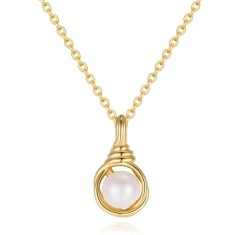 Lantisor argint 925, JW1546, model perla, placat cu aur