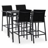 VidaXL Set mobilier de bar pentru grădină, 5 piese, negru