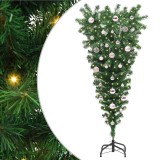 vidaXL Brad de Crăciun artificial pre-iluminat cu globuri răsturnat 3396853