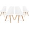 Set 4 Scaune Grosseto, Stil Scandinav cu Picioare din Lemn, Sezut din PP si Perna din Piele Ecologica, Maxim 120 Kg, 49 x 45 x 82 cm, Alb