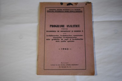 Programe analitice pentru examenele de definitivat 1943 foto
