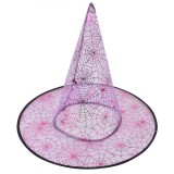 Pălărie Vrajitoare Lila, P&acirc;nză De Păianjen, Diametru 35 cm, &Icirc;nălțime 30 cm, Oem