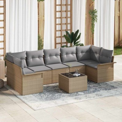 vidaXL Set de canapele pentru grădină 8 pcs Bej și gri 55 x 55 x 37 cm 3353949 foto
