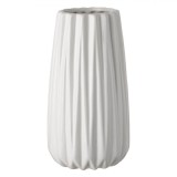 Vază Decorativă, Ceramică, Dungi Verticale, Albă, 12x19cm, Oem