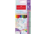 Creioane colorate hexagonale unicorni Faber-Castell 10 + 3 culori /set
